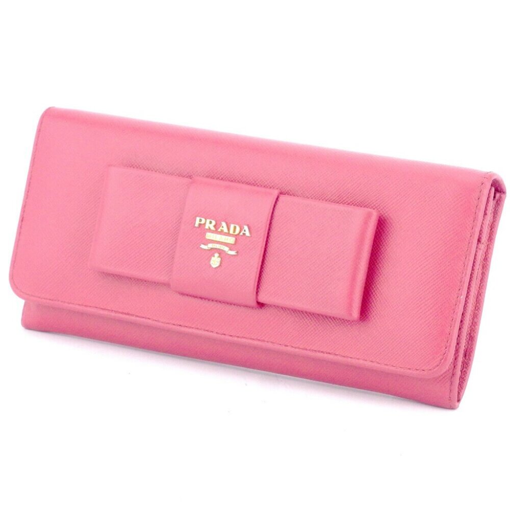 Authenticity guaranteed  PRADA Purse ribbon pink Safi Arno Leather used